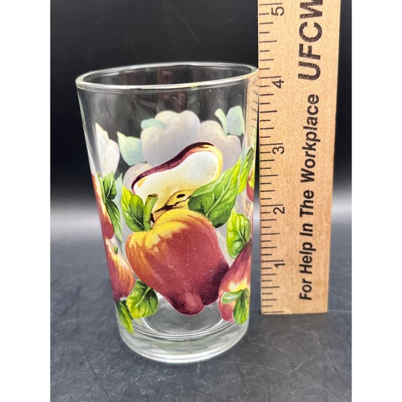 Vintage KIG‎ Glassware Set of 5 Apple Juice Glasses Fruit Design Gold Rim 8 oz - Picture 5 of 5